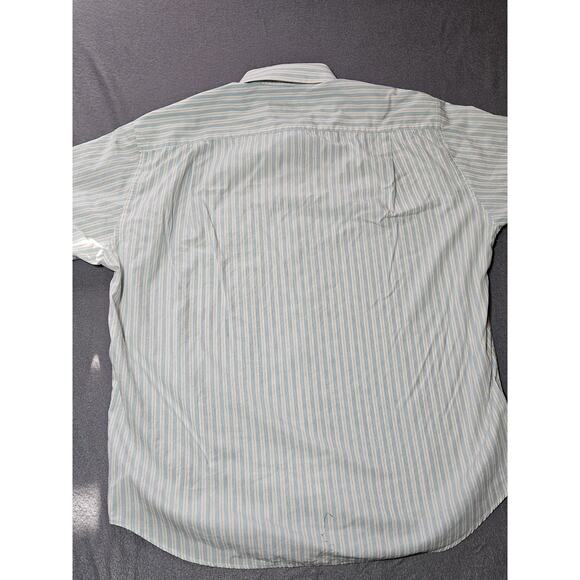 Fideli Shirt Men Large Aqua Blue Pinstripe Classic Short Sleeve Dress Casual - Picture 7 of 7